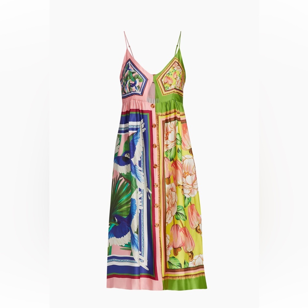 NWT Farm Rio Double Scarfs Pastel Midi dress sz XS